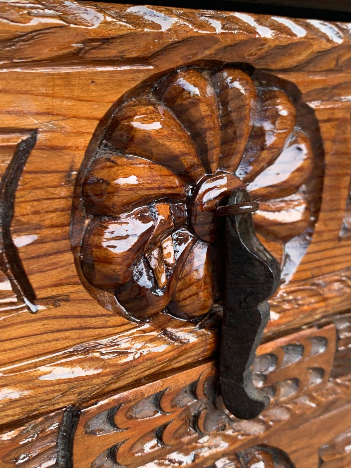 photo for sale Antique Spanish Carved Walnut End Table Or Nightstand With 2 Drawers