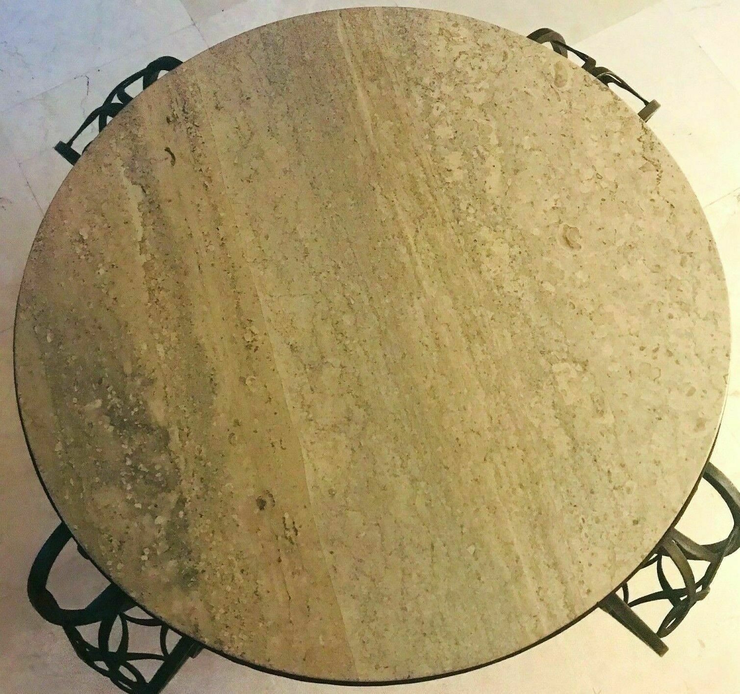 Art Deco Wrought Iron Coffee Table With Marble Top 20th Century photo for sale