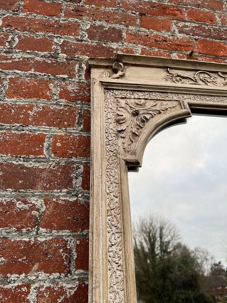 A Splendid Extra Large Antique French 19th Century Carved Wood & Gesso Painted Mirror. photo 2595.0