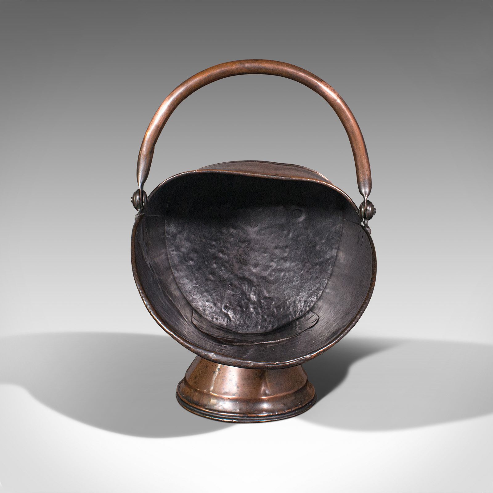 Antique Helmet Scuttle, English, Copper, Fireside Coal Bucket, C.1850 photo furniture