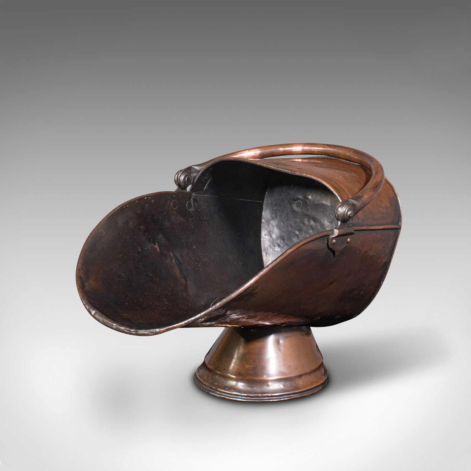 Antique Helmet Scuttle, English, Copper, Fireside Coal Bucket, C.1850 photo Home Fixtures