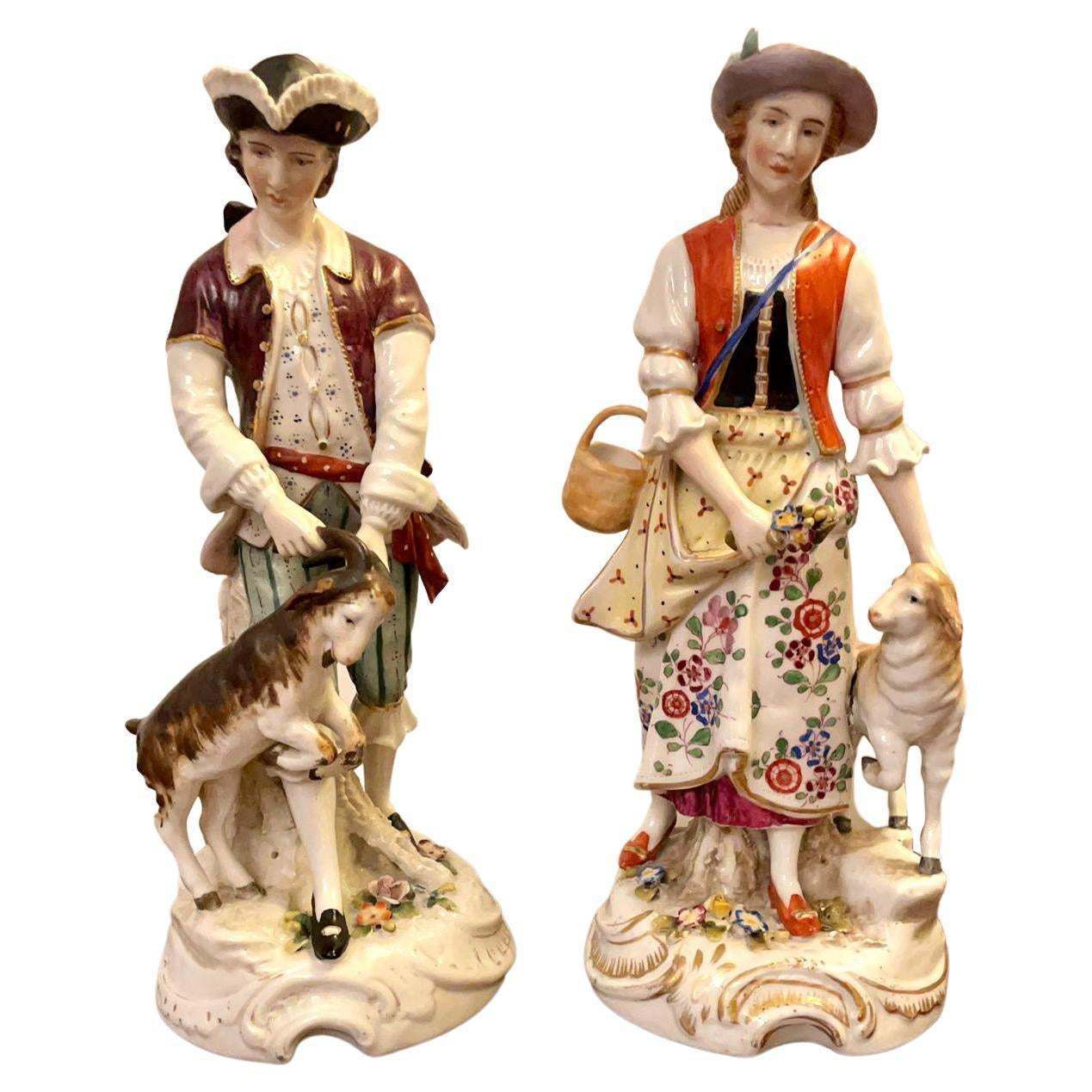 Pair Of Antique Victorian Continental Porcelain Figures