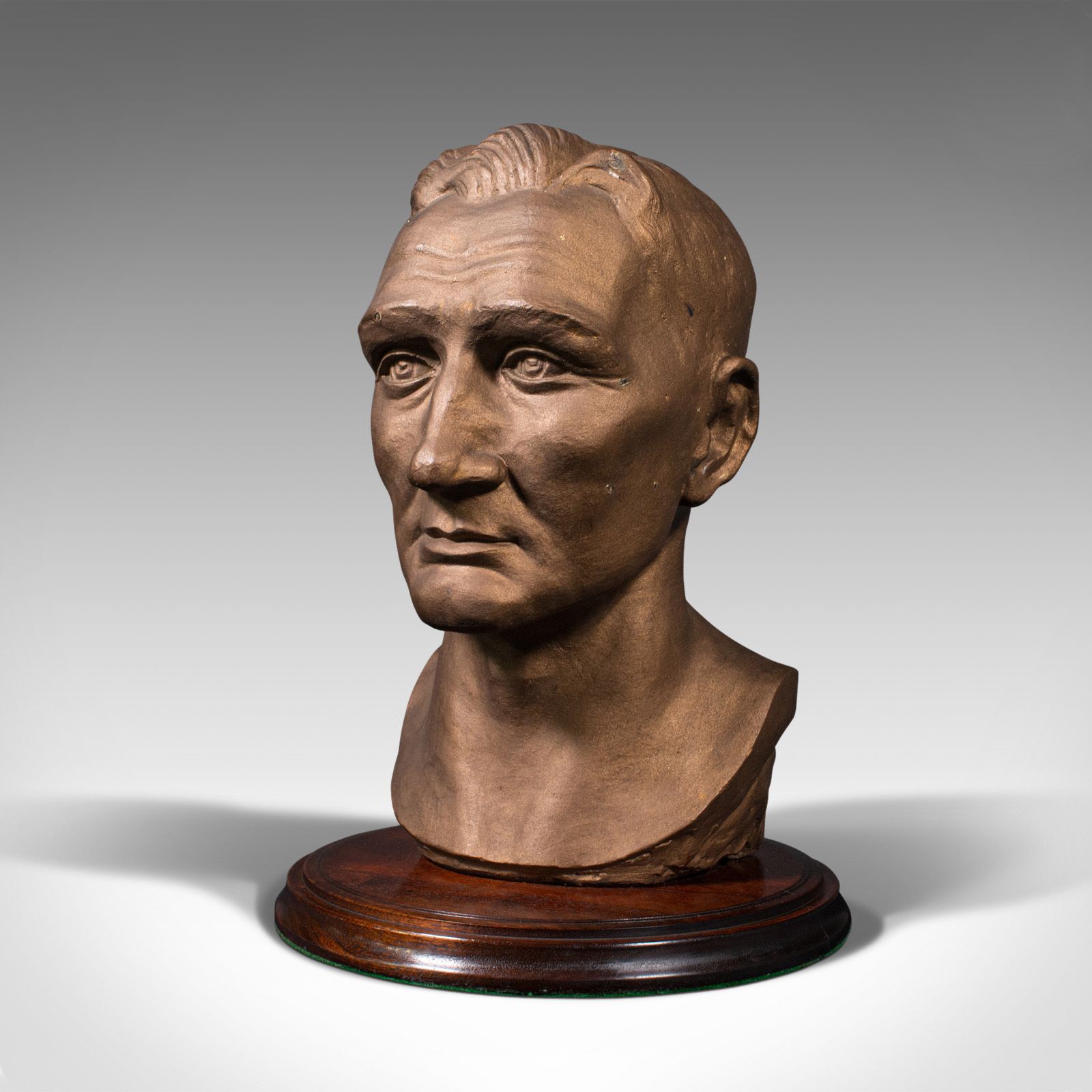 Antique Portrait Bust, English, Plaster, Male Art Figure, Circa 1910 photo for sale