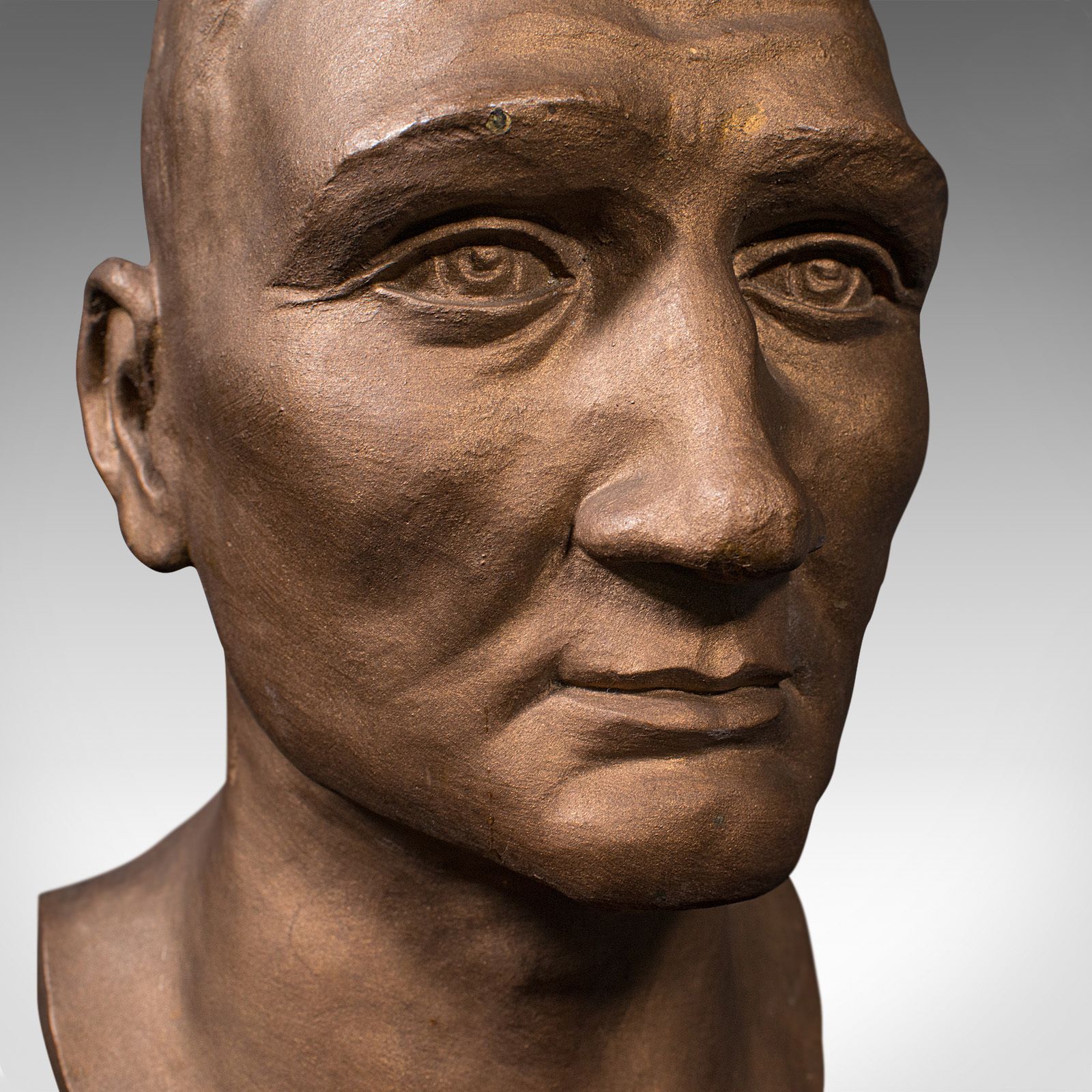 Antique Portrait Bust, English, Plaster, Male Art Figure, Circa 1910 photo vintage