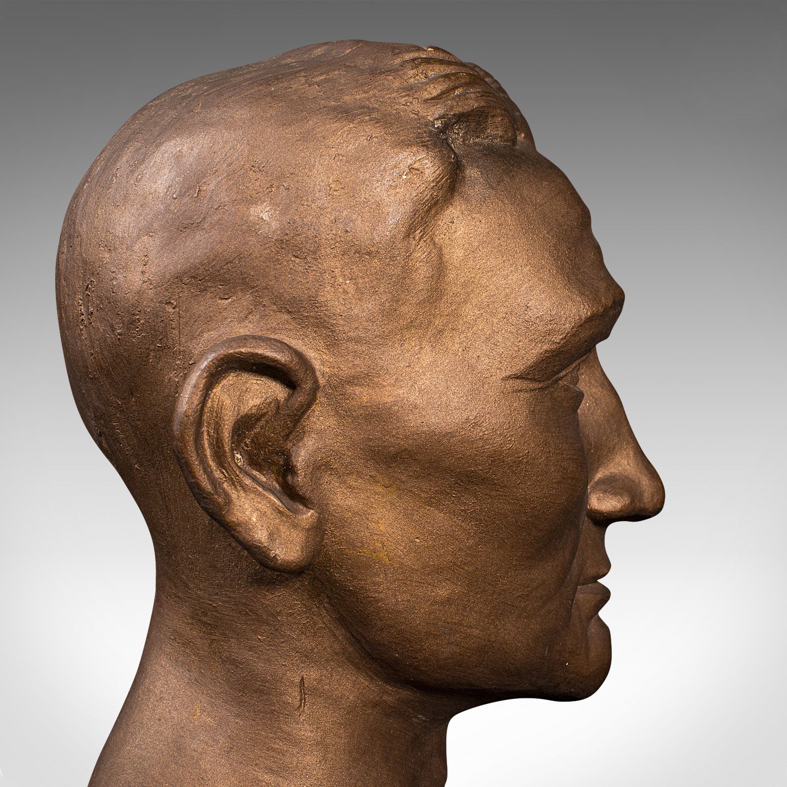 photo for sale Antique Portrait Bust, English, Plaster, Male Art Figure, Circa 1910