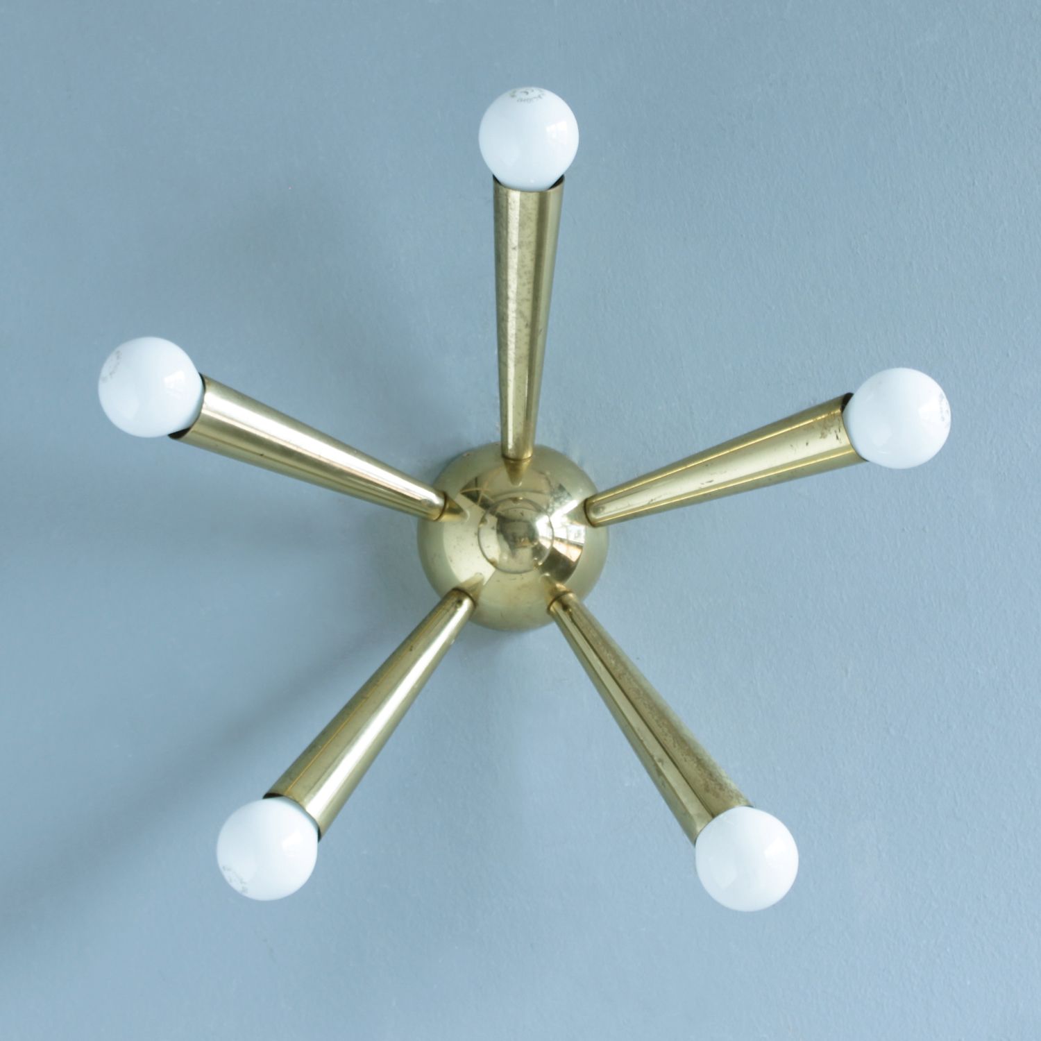 Italiaanse Messing Starburst Plafondlamp In De Stijl Van Arredoluce