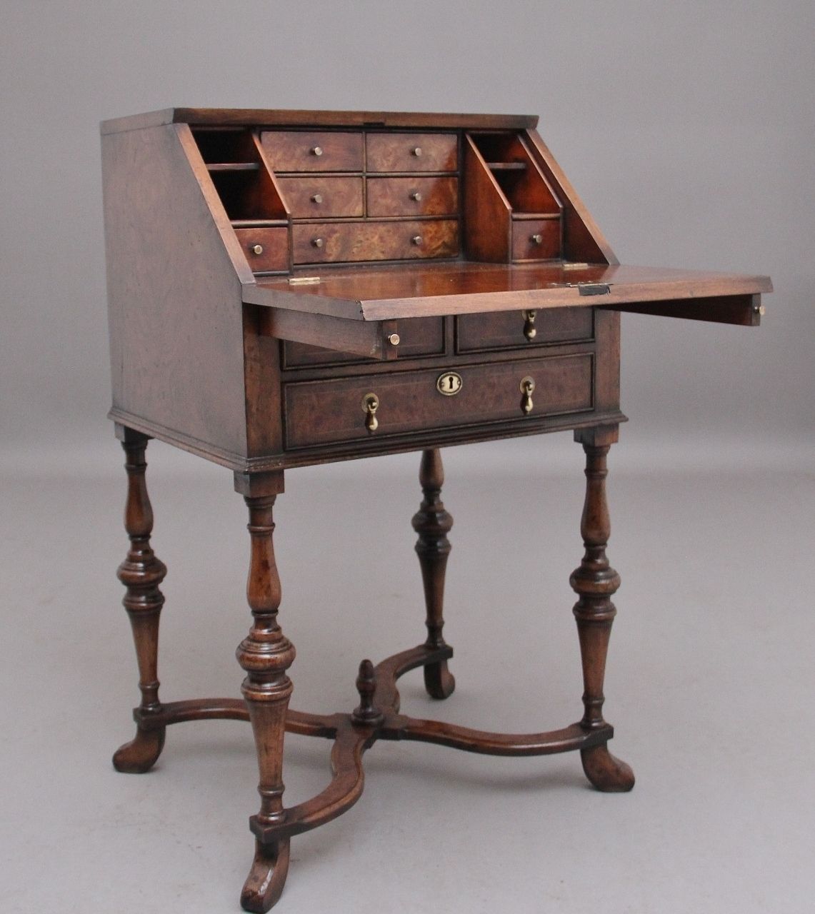Early 20th Century Walnut And Elm Bureau In The Queen Anne Style photo furniture
