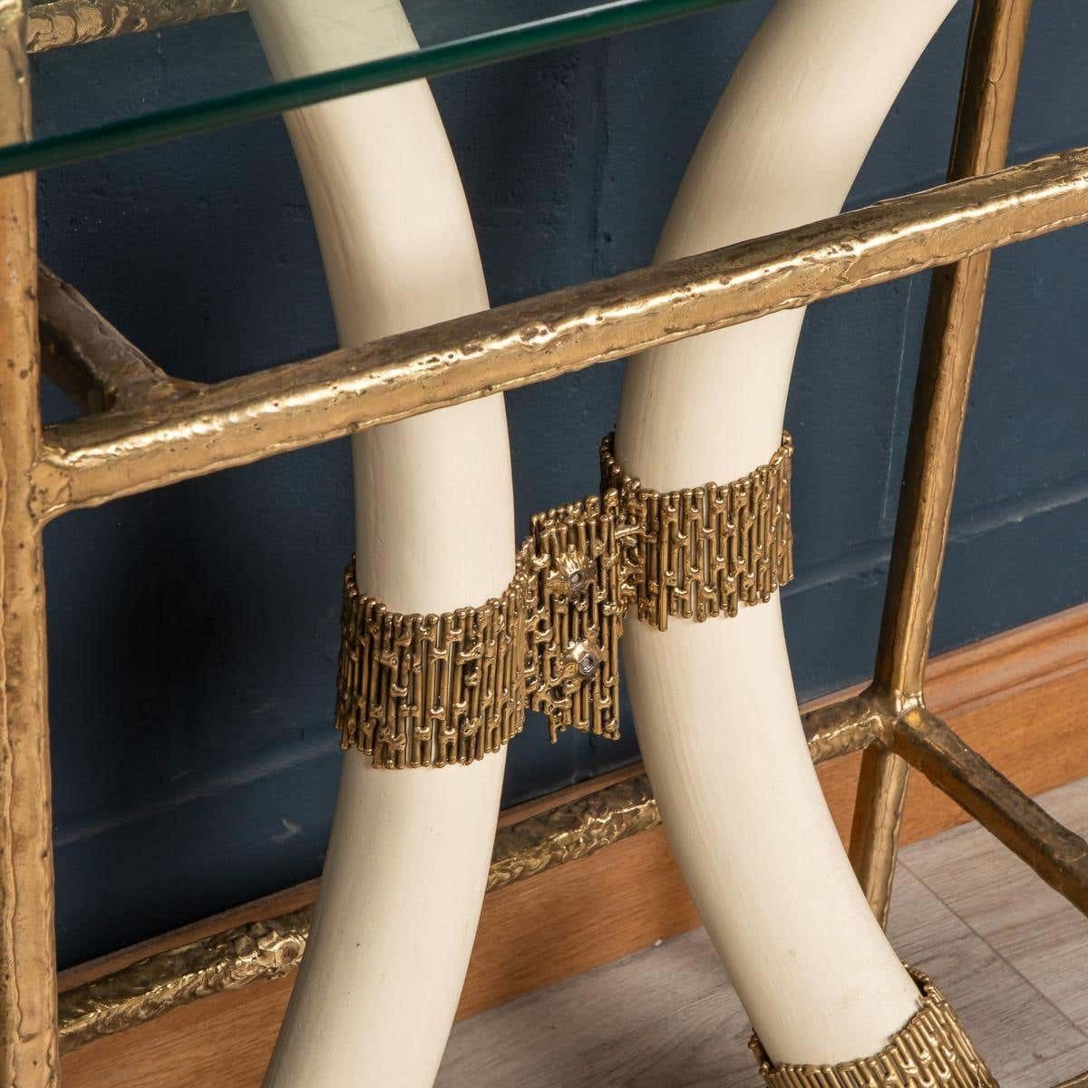 20th Century French Resin Tusk Console, Henri Fernandez, C.1970 photo vinterior
