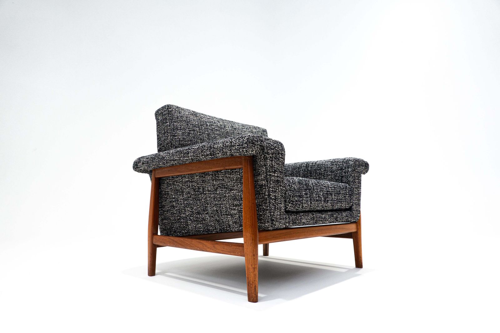 Mid Century Modern Pair Of Armchairs, Grey, Teak, Italy, 1960s   New Upholstery photo buy