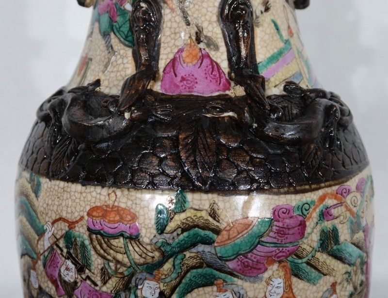 Pair Of Nankin Porcelain Vases, China, Late 19th Century photo vintage
