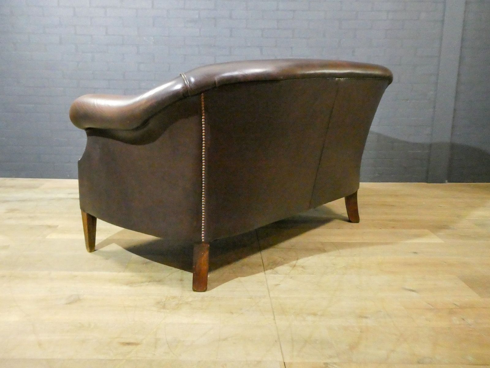 2 Seater Leather Sofa In Dark Brown photo vinterior