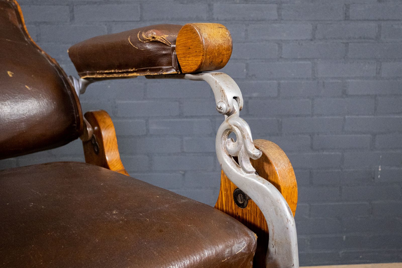 Art Deco Oak And Leather Barber Chair photo buy