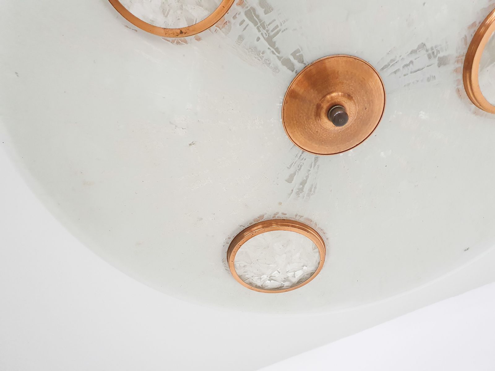 Glass And Brass Ceiling Or Pendant Light In The Style Of Fontana Arte photo vintage