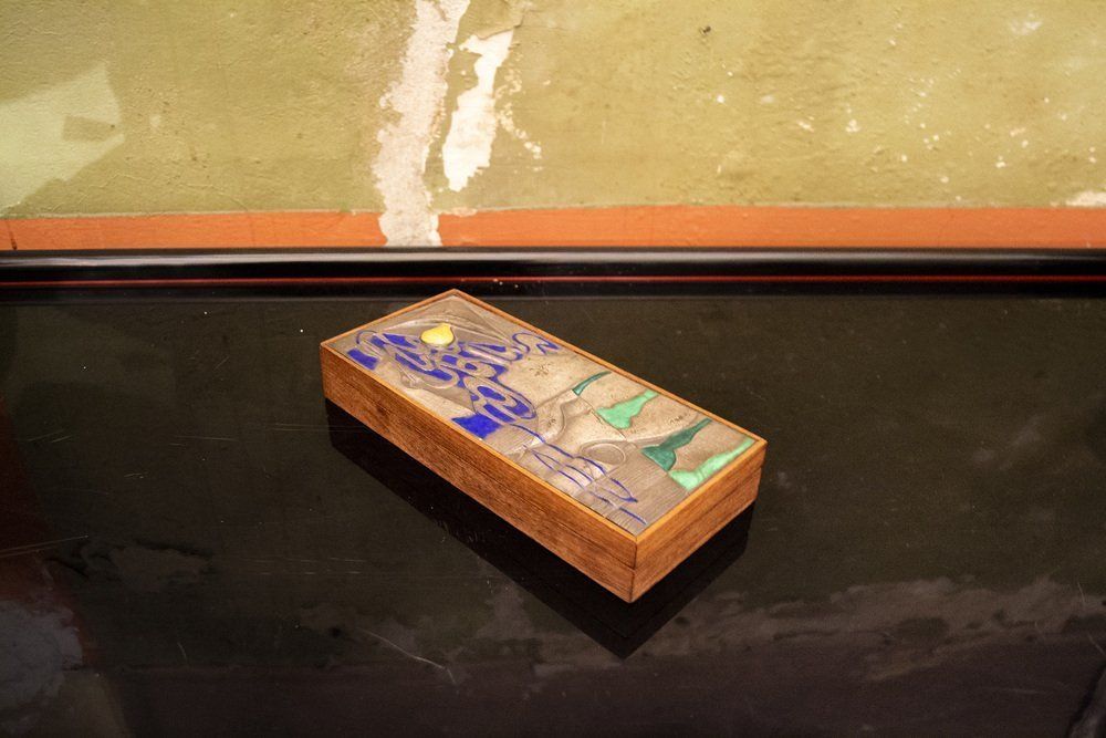 Italian Wooden Box With Silver Decoration From Ottaviani, 1960s photo furniture
