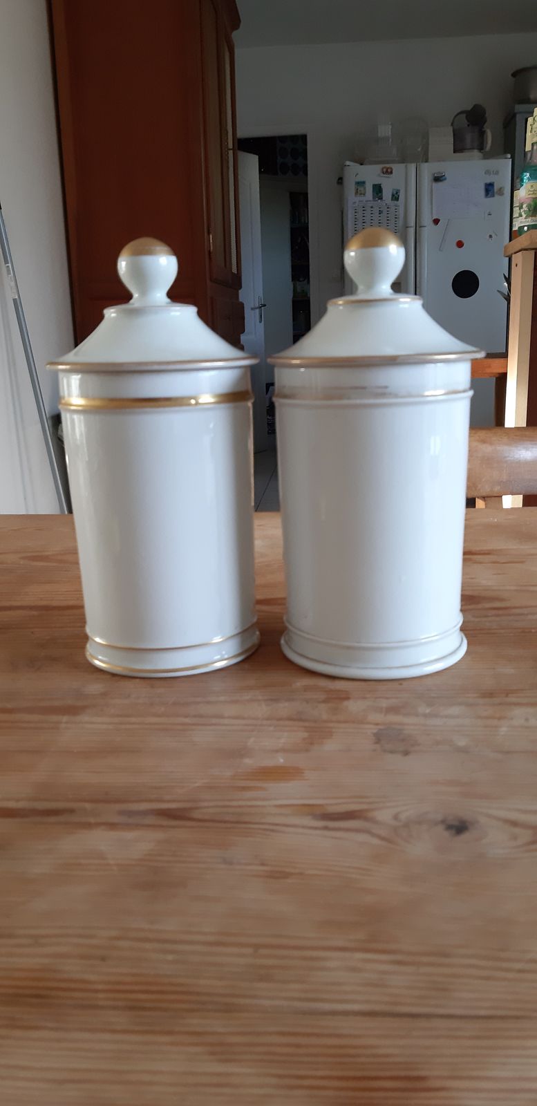 Pair Of 19th Century Mehun Porcelain Pharmacy Jar photo vintage