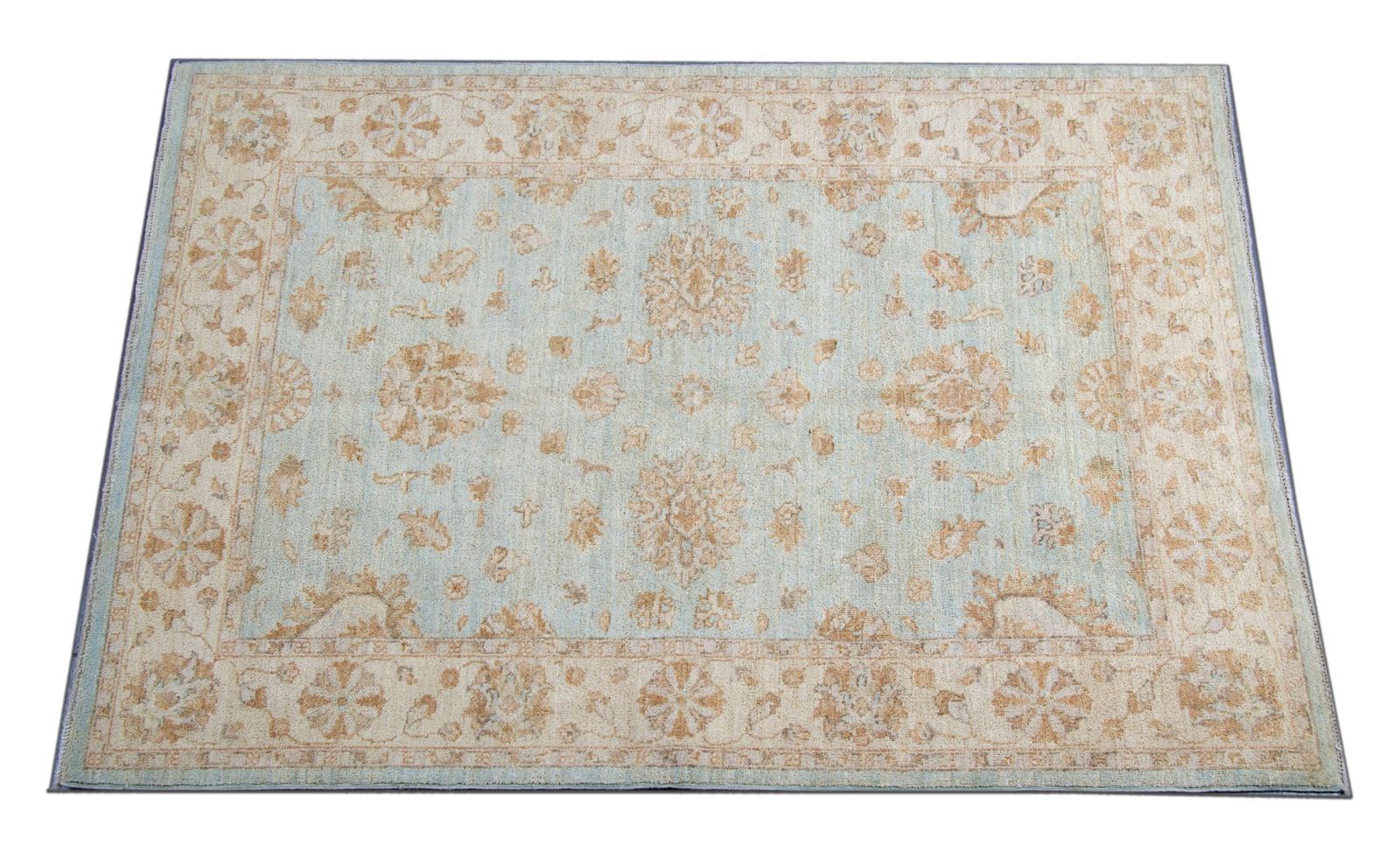 Handwoven Blue Rug Carpet Traditional Floral Area Rug All Over Design photo 1650.0