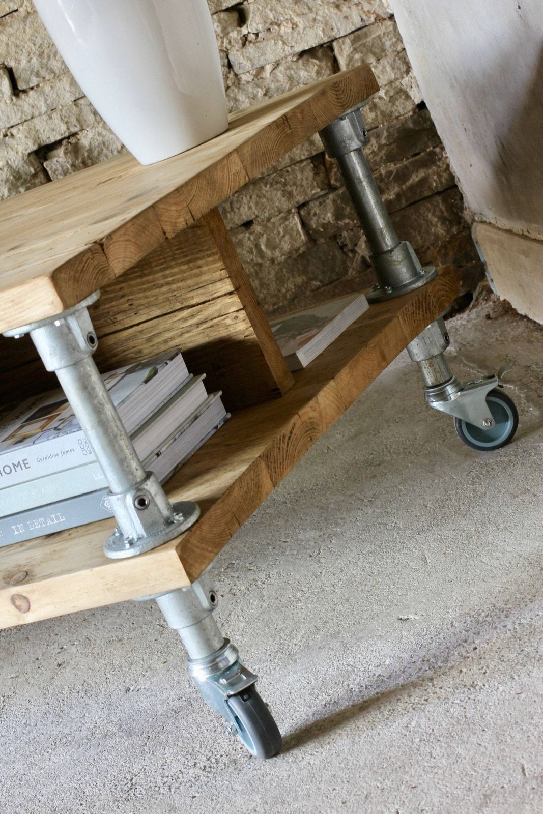 Elena Reclaimed Scaffolding Board And Industrial Pipe Coffee Table With Storage Bespoke Industrial Furniture photo Furniture