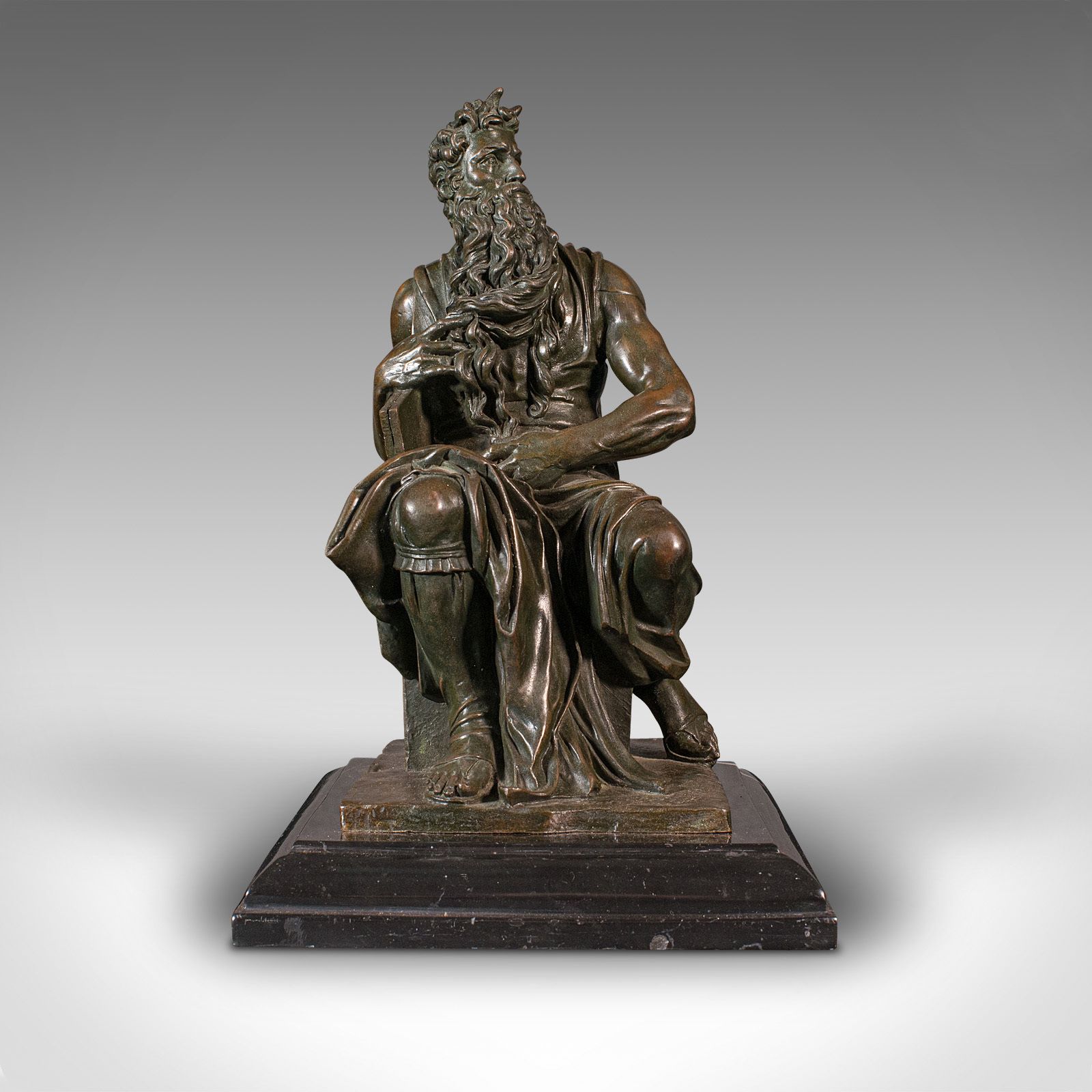 Vintage Decorative Figure Of Moses, English, Bronze, Statue, After Michelangelo photo for sale