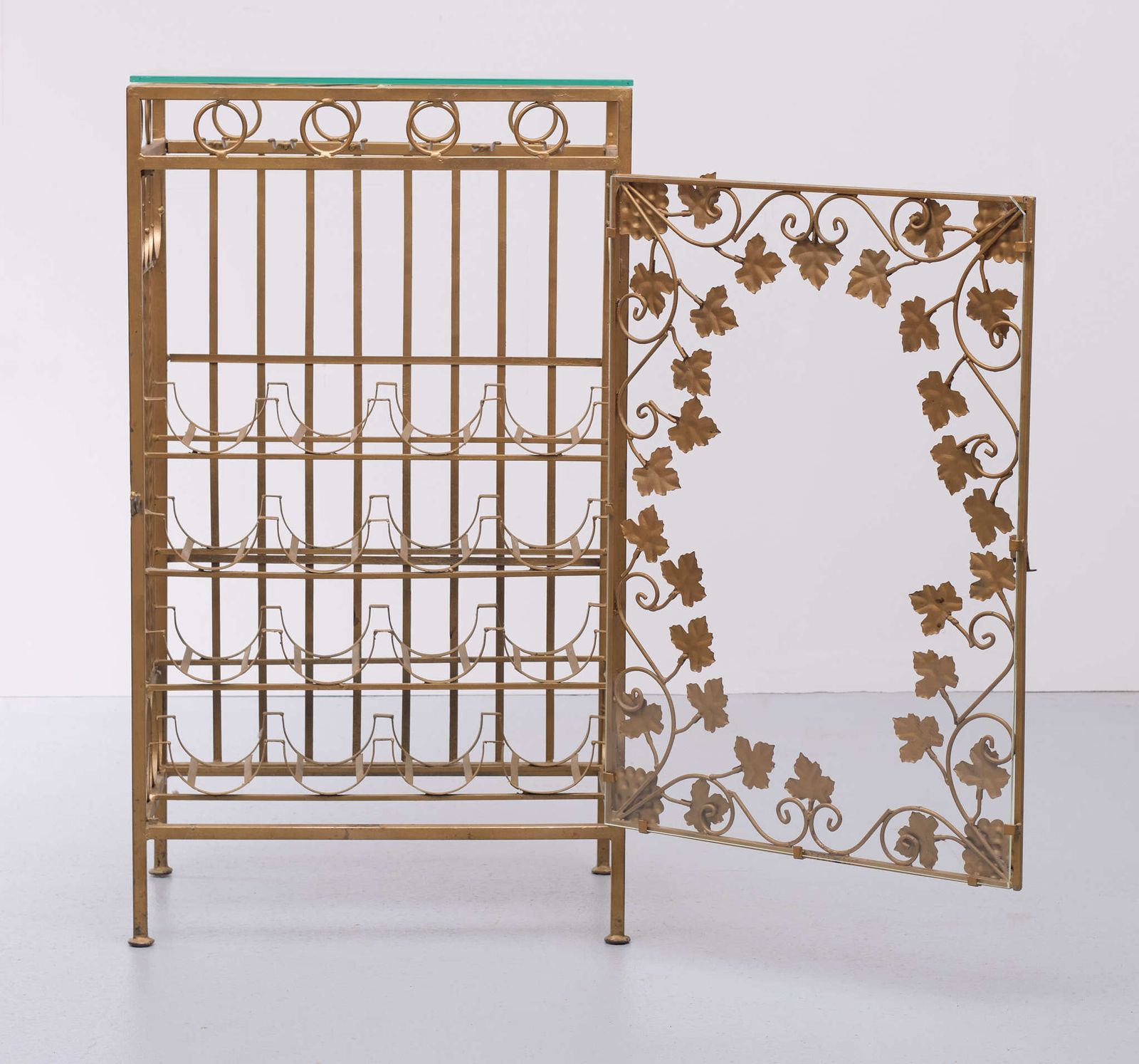 Gold Metal Wine Rack Or Cocktail Bar, 1950s, Italy photo Furniture