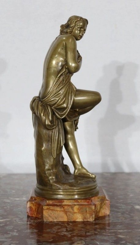 photo vintage Bronze Of A Bather, By A. Carrier Belleuse, Mid 19th Century