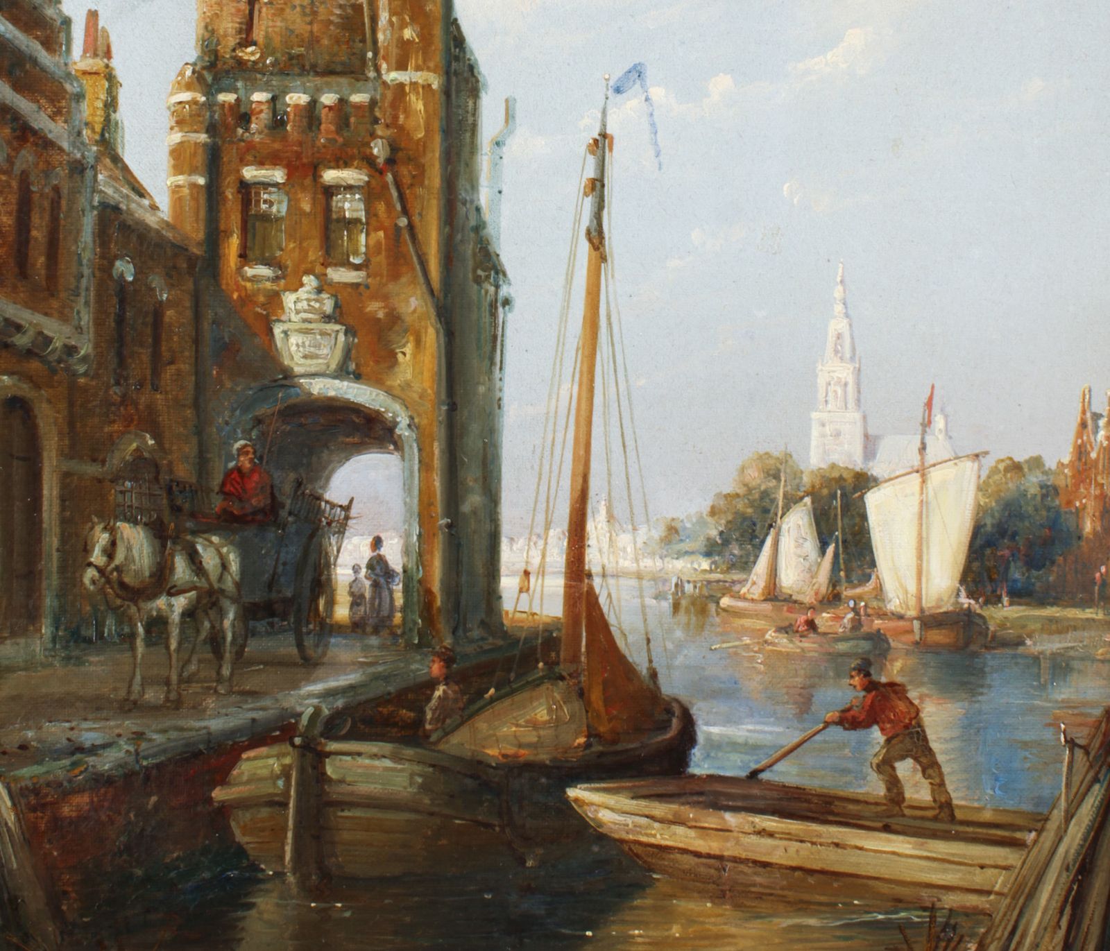 Antique Waterscape Oil Painting By William Dommersen 19th C photo vinterior