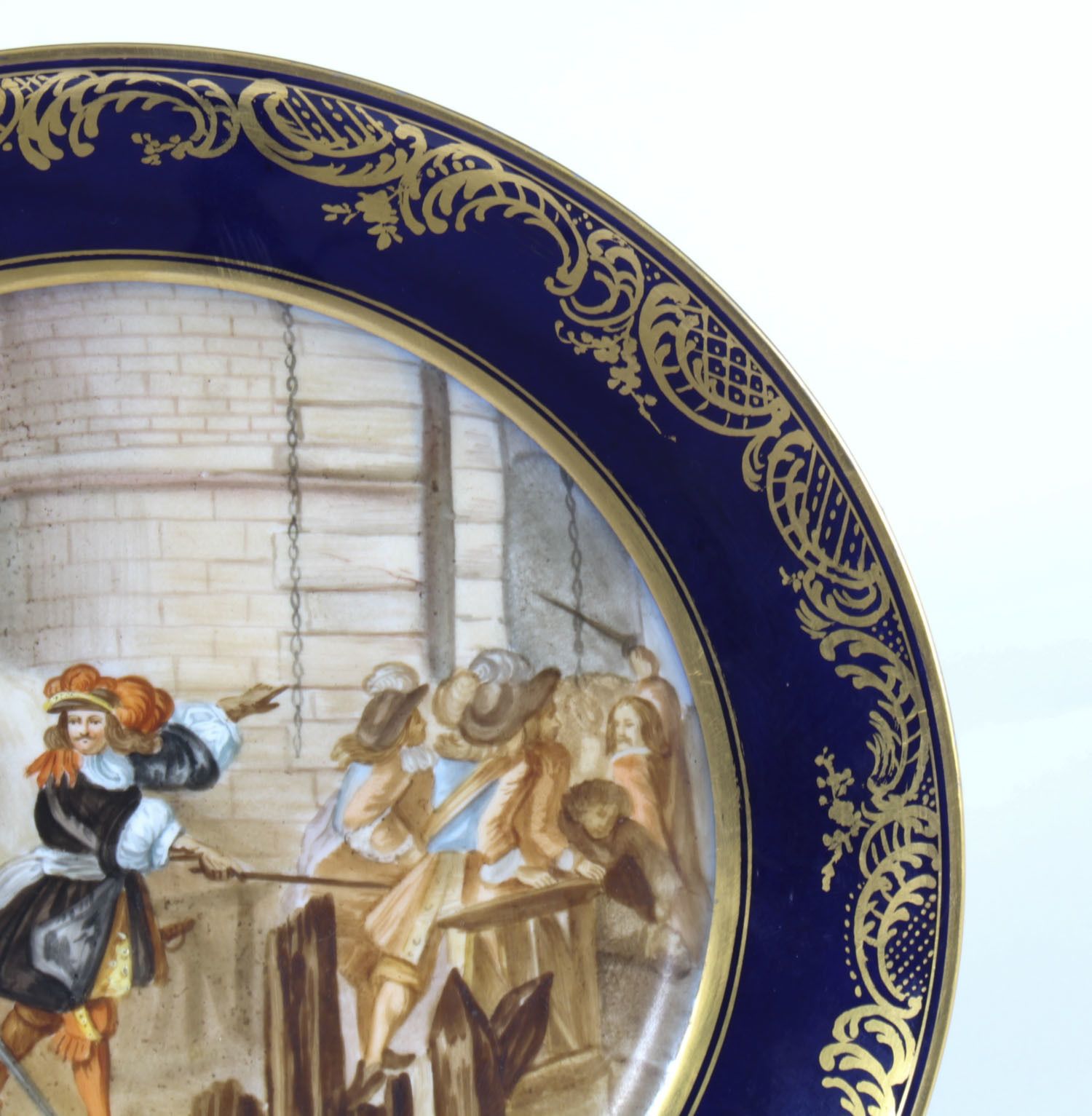Antique French Sevres Porcelain Gilt Plate "Prise De Valence" 19th C photo Home Decor