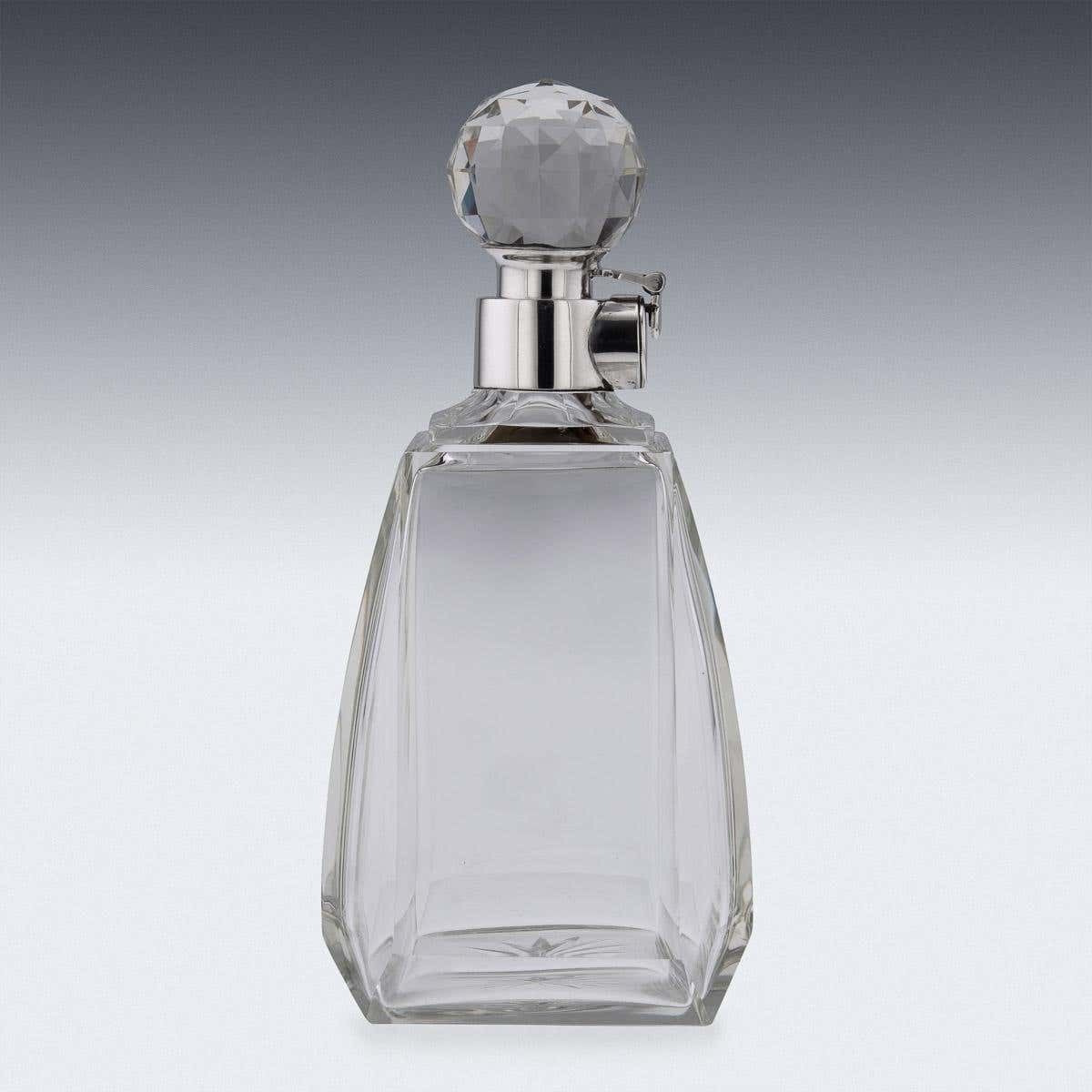 20th Century English Solid Silver & Glass Spirit Decanter, Mappin & Webb, C.1929 photo 1796.0