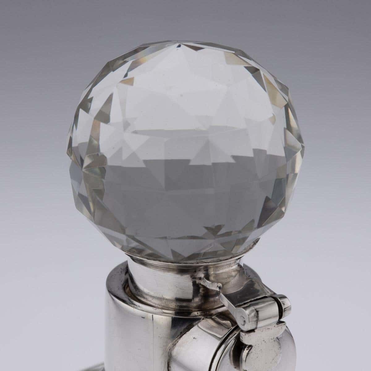 photo furniture 20th Century English Solid Silver & Glass Spirit Decanter, Mappin & Webb, C.1929