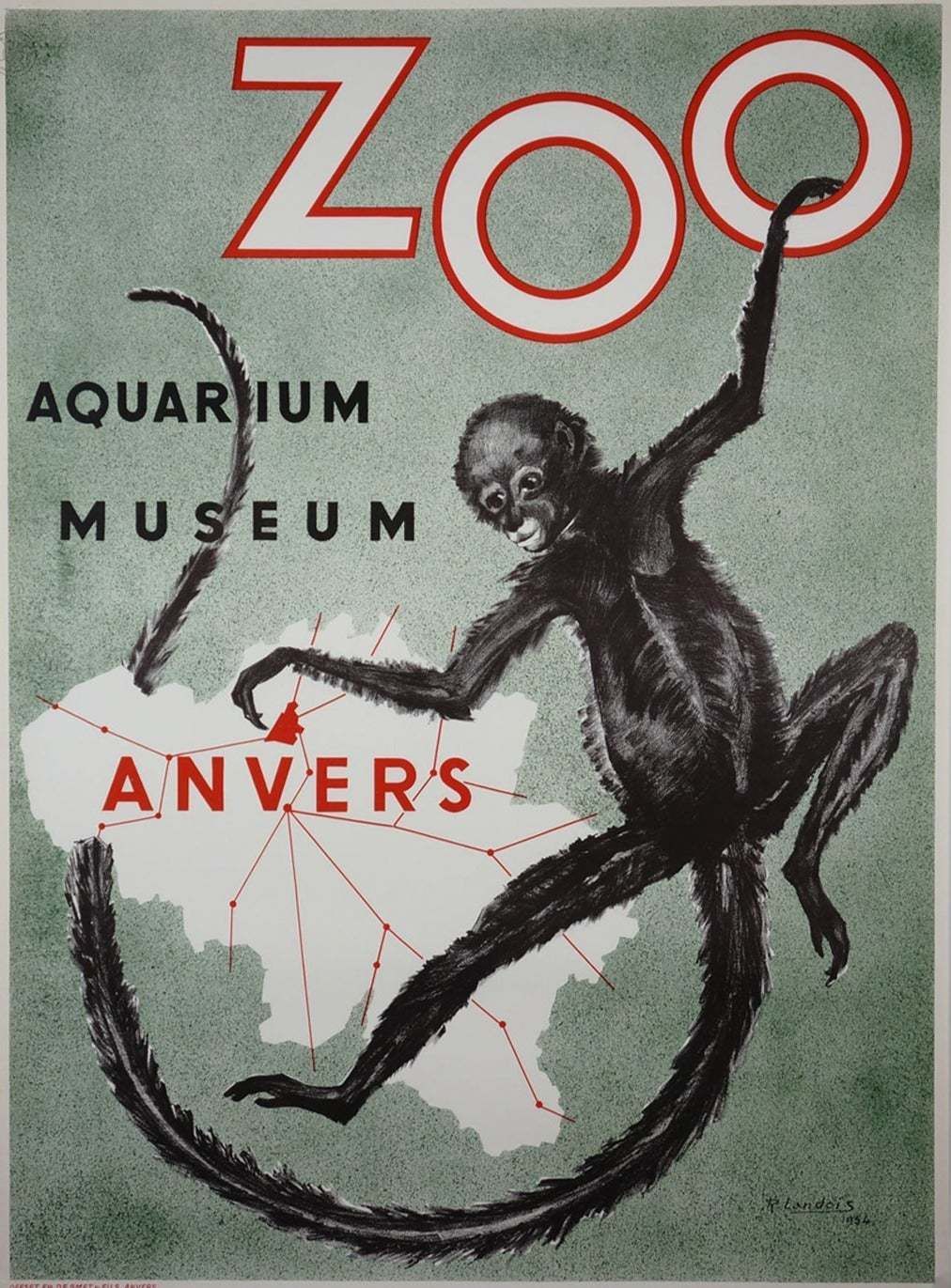 Antwerp Zoo Monkey Original Vintage Poster