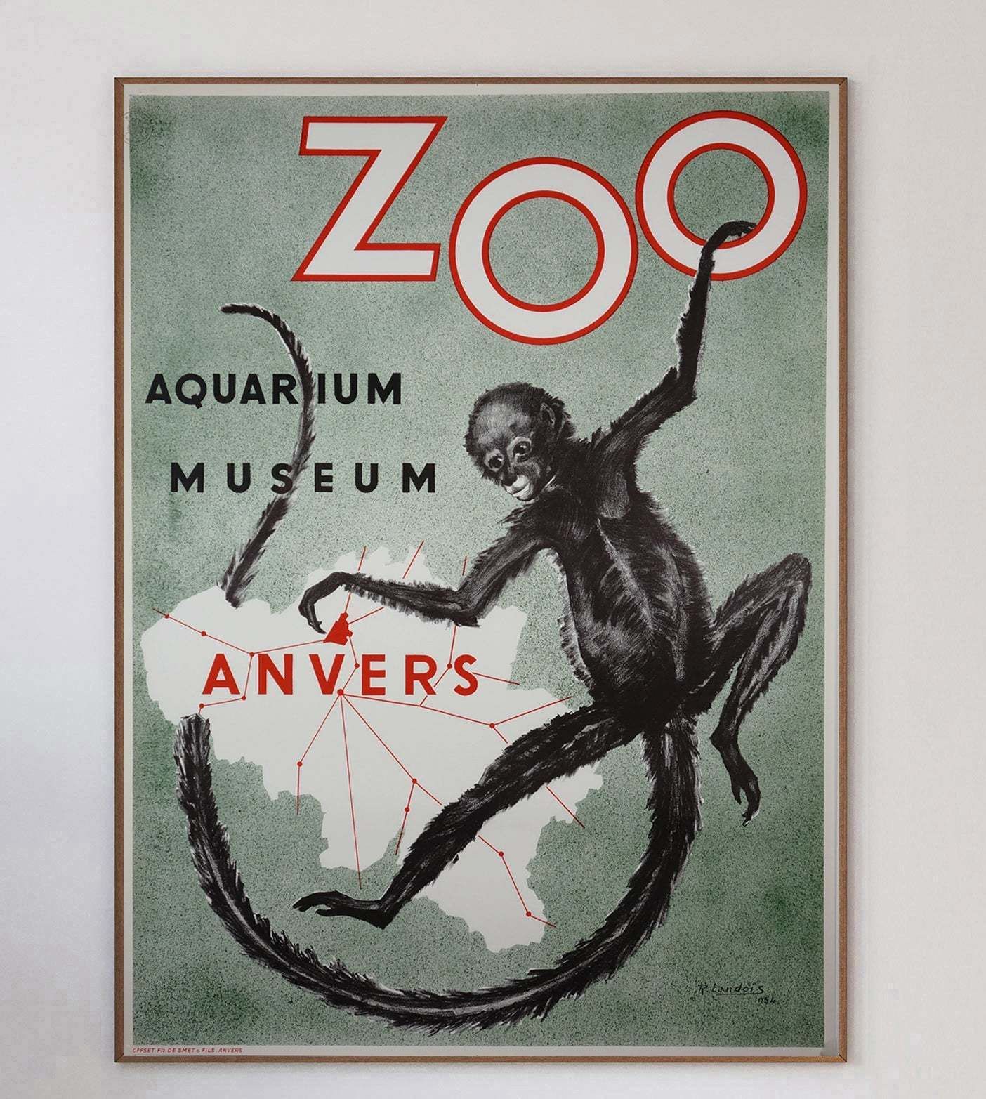 Antwerp Zoo Monkey Original Vintage Poster photo 383.0