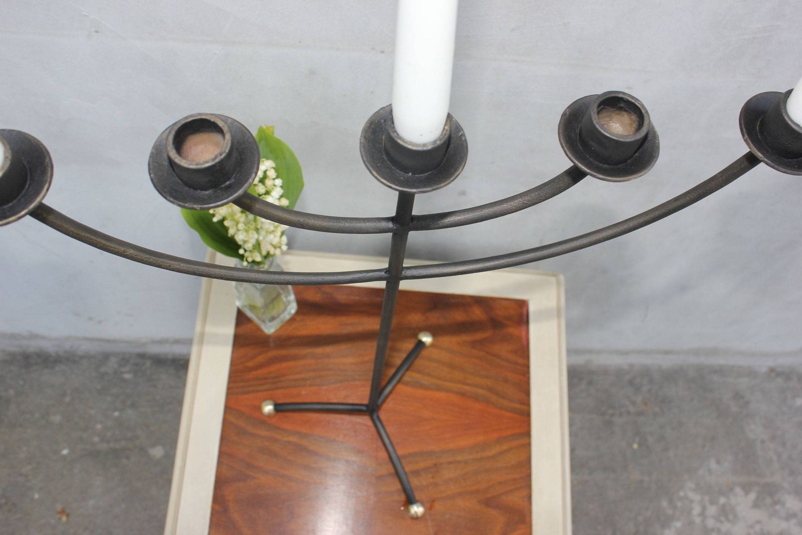 Metal Candlestick Holder 5 Arms Candelabra Candles Holder Black Metal Table Centerpiece photo buy