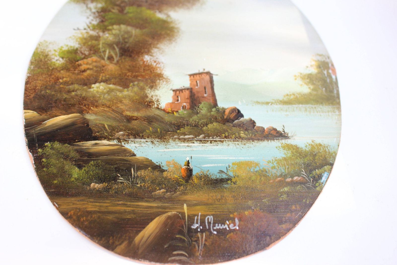 Set Of Two Original Muriel Halstead Landscape Oil Painting Signed By Artist In Rich Ornate Frames Wall Hanging photo vintage