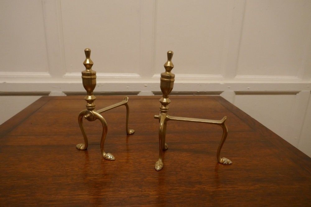 A Sturdy Pair Of Victorian Brass Andirons Or Fire Dogs photo furniture
