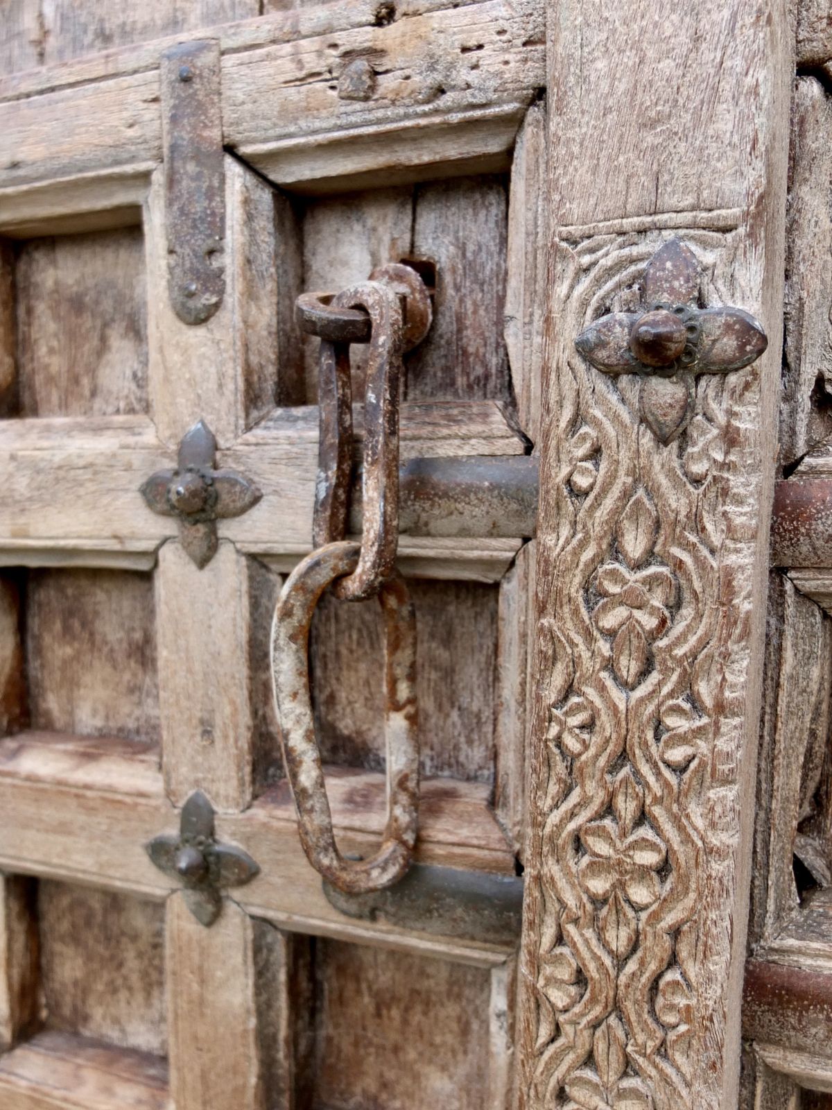 photo furniture A Stunning Pair Of Large Antique Indian Studded Panelled Wooden Doors