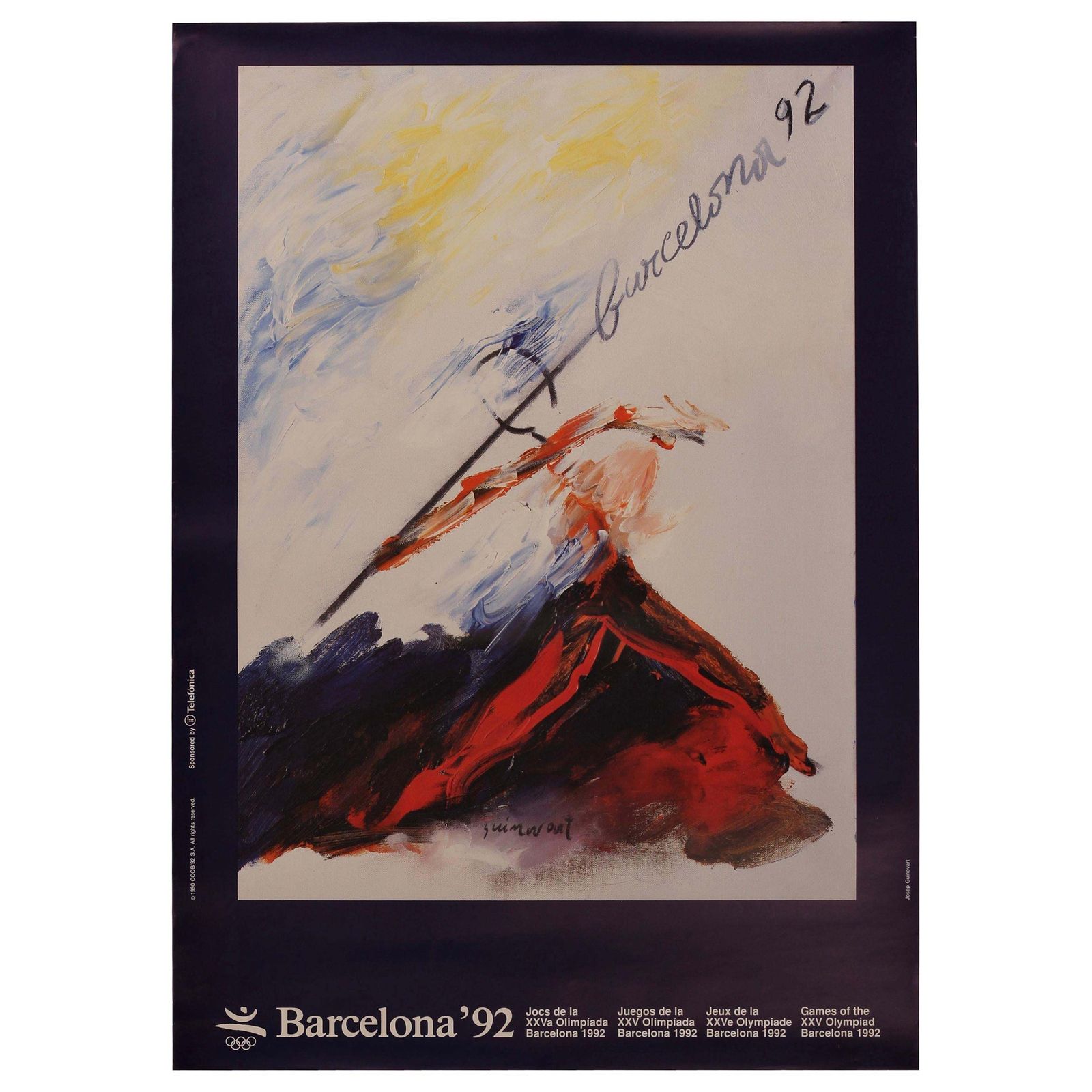 Original Barcelona 1992 Olympic Poster By Josep Guinovart For The Xxv Olympiad