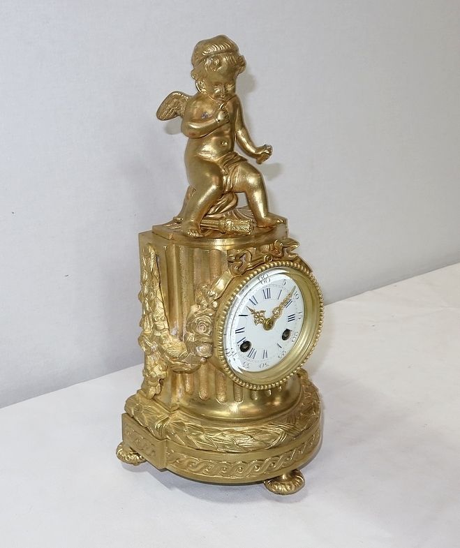 Gilt Bronze Clock, Louis XVI Style, Napoleon III Period, Mid 19th Century photo furniture