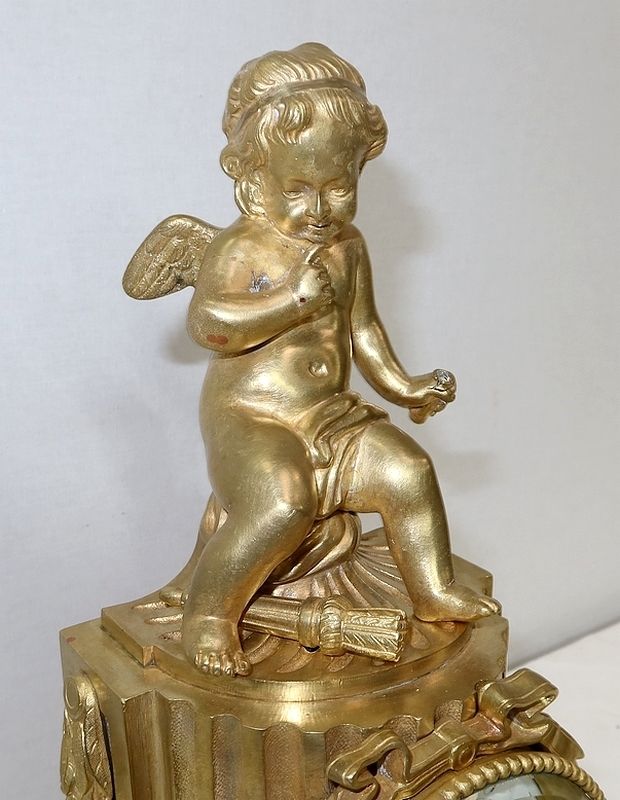 Gilt Bronze Clock, Louis XVI Style, Napoleon III Period, Mid 19th Century photo buy