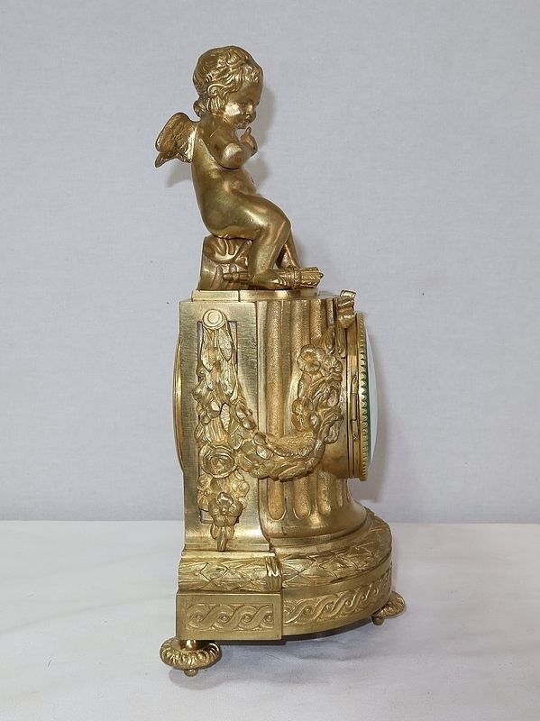 photo for sale Gilt Bronze Clock, Louis XVI Style, Napoleon III Period, Mid 19th Century