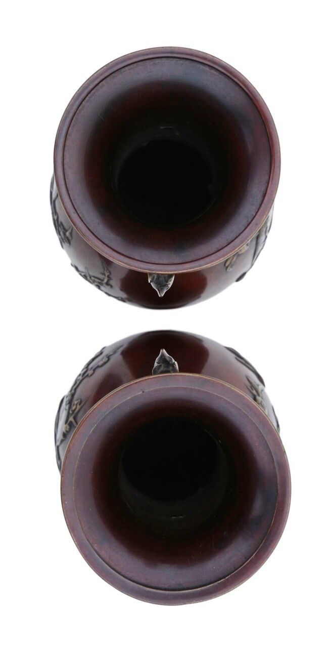 Very Large Pair Of Fine Quality Japanese Bronze Vases C1910 Meiji Period photo 1795.0