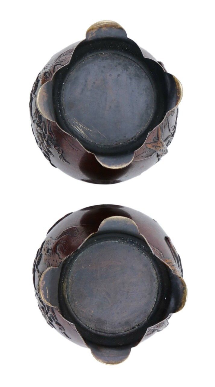 Very Large Pair Of Fine Quality Japanese Bronze Vases C1910 Meiji Period photo vinterior