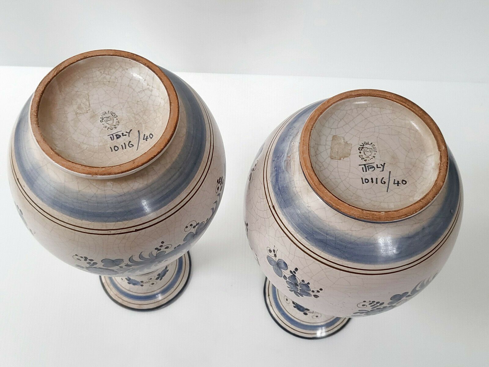 Paire De Vases Italiens Vintage 1950 Ceramique Maioliche Deruta 50s 1950s photo vinterior