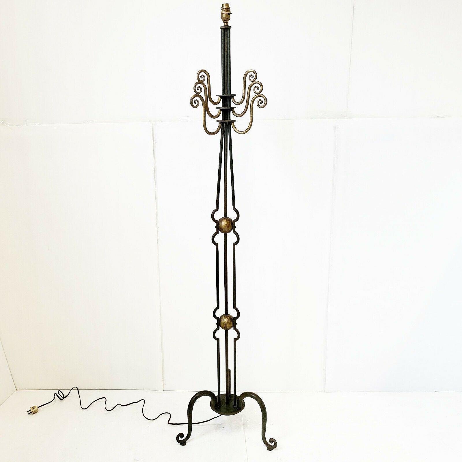 Rare Vintage 1940 French Floor Lamp By Rene Prou 40s 1940s Metal & Wood