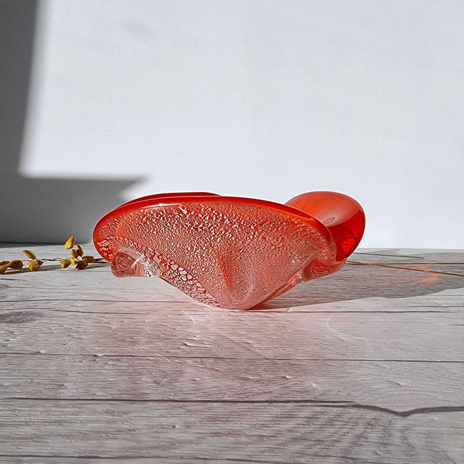 Murano Vetro Artistico Veneziano Candy Apple And Silver Avventurine Cased Sculptural Dish, 1960s 70s photo 63.0
