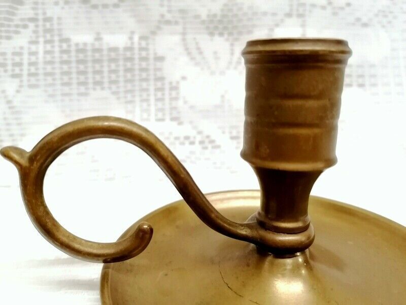 Antique Brass Candle Stick Holder With Finger Loop photo buy