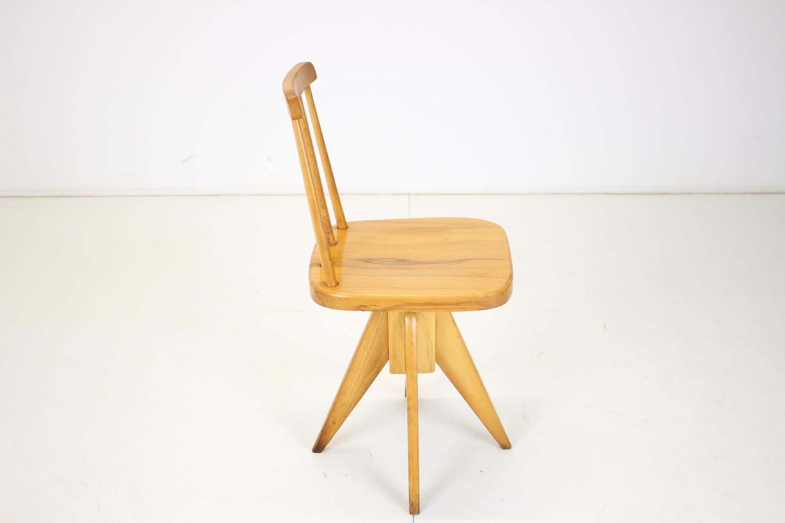 Midcentury Wood Revolving Chair, Czechoslovakia, 1970s photo for sale