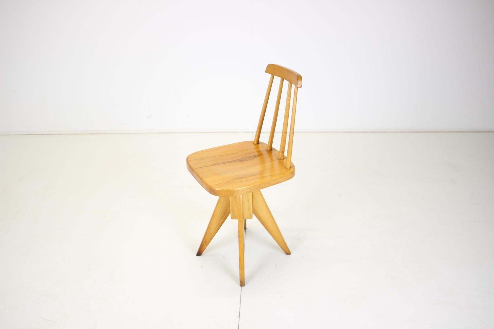 Midcentury Wood Revolving Chair, Czechoslovakia, 1970s photo buy