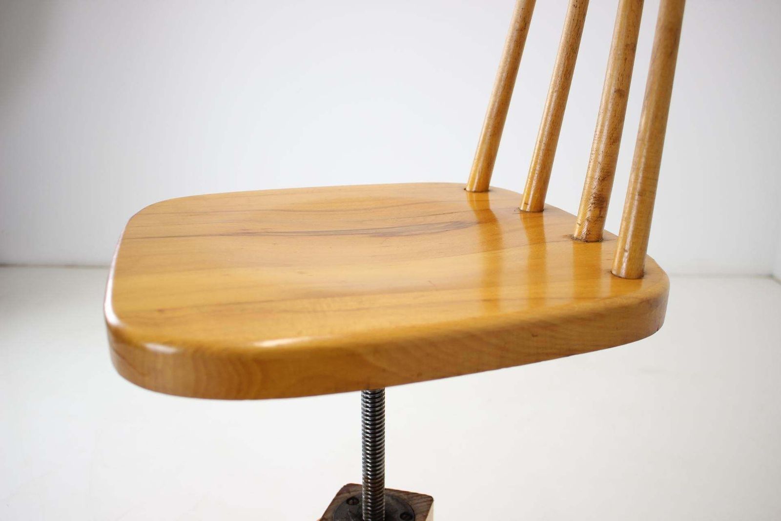 photo buy Midcentury Wood Revolving Chair, Czechoslovakia, 1970s