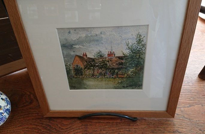 Watercolour Painting Of Cottage And Garden 'Barton', Signed And Dated (1898) photo furniture
