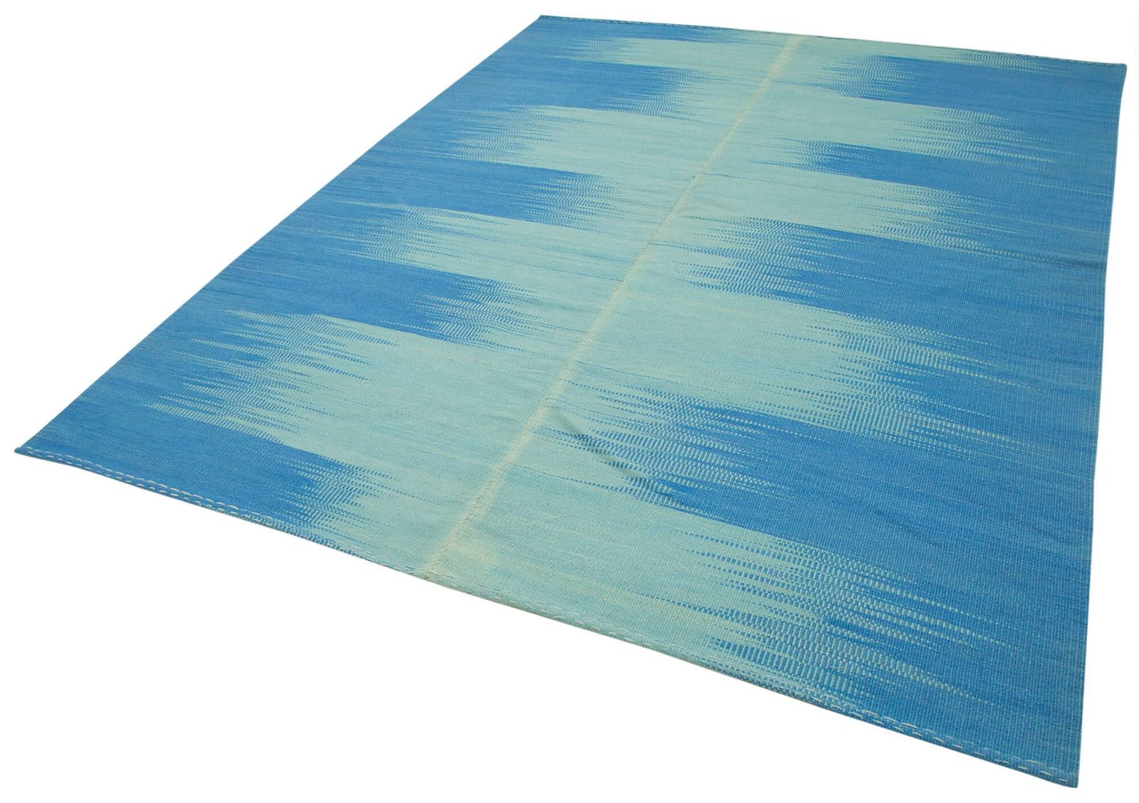 Turkish Handmade 2000s 208 Cm X 266 Cm Blue Modern Design Kilim Rug photo for sale