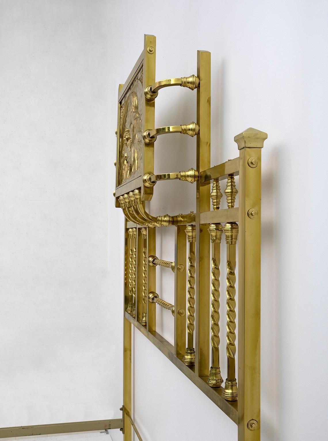 Art Nouveau Italian Brass Double Bed Early 1900s photo vintage